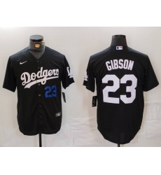 Men Los Angeles Dodgers 23 Kirk Gibson Black Cool Base Stitched Baseball Jersey 2