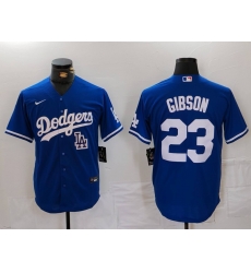 Men Los Angeles Dodgers 23 Kirk Gibson Blue Cool Base Stitched Baseball Jersey 2