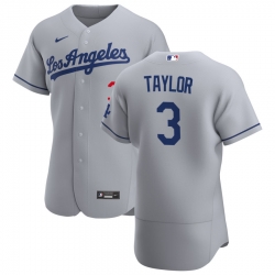 Men Los Angeles Dodgers 3 Chris Taylor Men Nike Gray Road 2020 Flex Base Team MLB Jersey