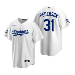 Men Los Angeles Dodgers 31 Joc Pederson White 2020 World Series Champions Replica Jersey