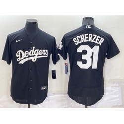 Men Los Angeles Dodgers 31 Max Scherzer Black Flex Base Stitched Baseball Jerseyy