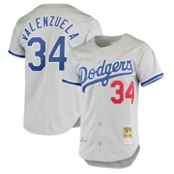 Men Los Angeles Dodgers 34 Toro Valenzuela Grey With Patch Cool Base Stitched Baseball Jersey