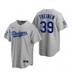 Men Los Angeles Dodgers 39 Blake Treinen Gray 2020 World Series Champions Replica Jersey