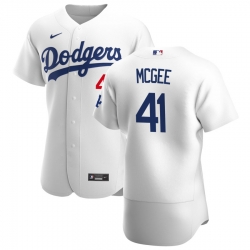 Men Los Angeles Dodgers 41 Jake McGee Men Nike White Home 2020 Flex Base Player MLB Jersey