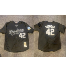 Men Los Angeles Dodgers 42 Jackie Robinson Black 1947 56 60th Anniversary Patch Stitched Baseball Jersey