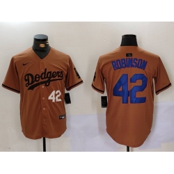 Men Los Angeles Dodgers 42  Jackie Robinson Brown Cool Base Stitched Baseball Jersey 1