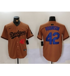 Men Los Angeles Dodgers 42  Jackie Robinson Brown Cool Base Stitched Baseball Jersey 3