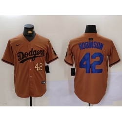 Men Los Angeles Dodgers 42  Jackie Robinson Brown Cool Base Stitched Baseball Jersey 5