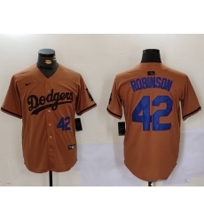 Men Los Angeles Dodgers 42  Jackie Robinson Brown Cool Base Stitched Baseball Jersey