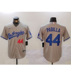 Men Los Angeles Dodgers 44 Vicente Padilla Grey Cool Base Stitched Baseball Jersey 6