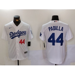 Men Los Angeles Dodgers 44 Vicente Padilla White Cool Base Stitched Baseball Jersey 1