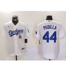 Men Los Angeles Dodgers 44 Vicente Padilla White Cool Base Stitched Baseball Jersey 5