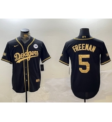 Men Los Angeles Dodgers 5 Freddie Freeman Black Gold 2024 World Series Champions Limited Stitched Baseball Jersey 2