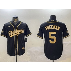 Men Los Angeles Dodgers 5 Freddie Freeman Black Gold 2024 World Series Champions Limited Stitched Baseball Jersey