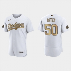 Men Los Angeles Dodgers 50 Mookie Betts 2022 All Star White Flex Base Stitched Baseball Jersey