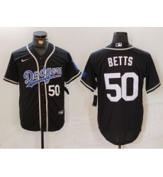 Men Los Angeles Dodgers 50 Mookie Betts Black Fashion Cool Base Stitched Baseball Jersey 5