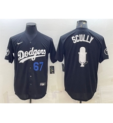 Men Los Angeles Dodgers 67 Vin Scully Black Big Logo With Vin Scully Patch Stitched Jersey