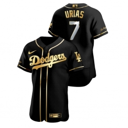 Men Los Angeles Dodgers 7 Julio Urias Black Gold 2020 Nike Flexbase Jersey