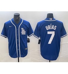 Men Los Angeles Dodgers 7 Julio Urias Blue Cool Base Stitched Baseball Jersey II