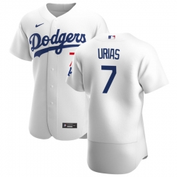 Men Los Angeles Dodgers 7 Julio Urias Men Nike White Home 2020 Flex Base Player MLB Jersey