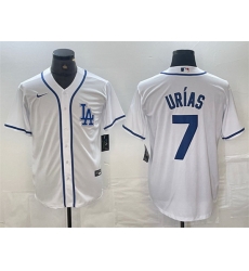 Men Los Angeles Dodgers 7 Julio Urias White Cool Base Stitched Baseball Jersey III
