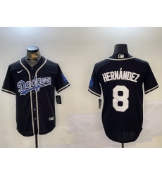 Men Los Angeles Dodgers 8 Enrique Hernandez Black 2024 World Series Cool Base Stitched Baseball Jersey 1