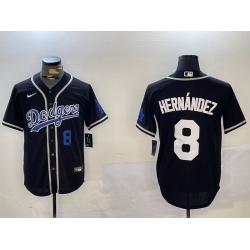 Men Los Angeles Dodgers 8 Enrique Hernandez Black 2024 World Series Cool Base Stitched Baseball Jersey 6