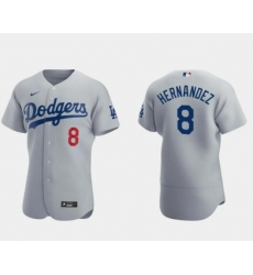 Men Los Angeles Dodgers 8 Enrique Hernandez Gray Flex Base Stitched Jersey
