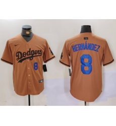 Men Los Angeles Dodgers 8 Kik E9 Hernandez Brown Cool Base Stitched Baseball Jersey 9