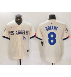 Men Los Angeles Dodgers 8 Kobe Bryant Cream Stitched Baseball Jersey 6
