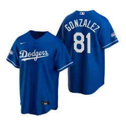 Men Los Angeles Dodgers 81 Victor Gonzalez Royal 2020 World Series Champions Replica Jersey