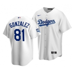 Men Los Angeles Dodgers 81 Victor Gonzalez White 2020 World Series Champions Home Patch Cool Base Stitched Jersey