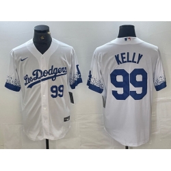 Men Los Angeles Dodgers 99 Joe Kelly White City Connect Cool Base Stitched Baseball Jersey