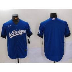 Men Los Angeles Dodgers Blank Blue City Connect Cool Base Stitched Baseball Jersey 2