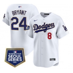 Men Los Angeles Dodgers Front 8 Back 24 Kobe Bryant White 2024 World Tour Seoul Series Home Limited Stitched Baseball Jersey