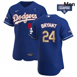 Men Los Angeles Dodgers Kobe Bryant Gold Program Designed Edition Blue Flex Base Stitched Jersey