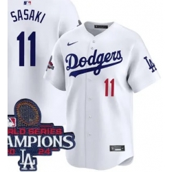 Men Los Angeles Dodgers Roki Sasaki #11 White Flex Base Stitched Champions  Jersey