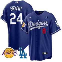 Men Nike Los Angeles Dodgers 8 24 Kobe Bryant Mamba Day Lakers Logo Flex Base Jersey