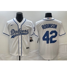 Men's Los Angeles Dodgers #42 Jackie Robinson White With Patch Cool Base Stitched Baseball Jersey