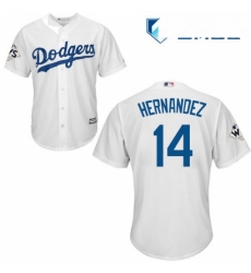 Mens Majestic Los Angeles Dodgers 14 Enrique Hernandez Replica White Home 2017 World Series Bound Cool Base MLB Jersey