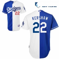 Mens Majestic Los Angeles Dodgers 22 Clayton Kershaw Replica BlueWhite Cool Base MLB Jersey