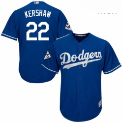 Mens Majestic Los Angeles Dodgers 22 Clayton Kershaw Replica Royal Blue Alternate 2017 World Series Bound Cool Base MLB Jersey