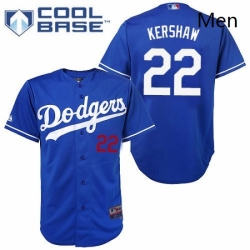 Mens Majestic Los Angeles Dodgers 22 Clayton Kershaw Replica Royal Blue Cool Base MLB Jersey