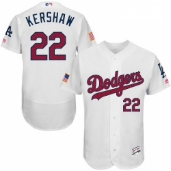 Mens Majestic Los Angeles Dodgers 22 Clayton Kershaw White Fashion Stars Stripes Flex Base MLB Jersey