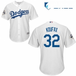 Mens Majestic Los Angeles Dodgers 32 Sandy Koufax Replica White Home 2017 World Series Bound Cool Base MLB Jersey