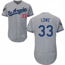 Mens Majestic Los Angeles Dodgers 33 Mark Lowe Grey Road Flex Base Authentic Collection 2018 World Series Jersey