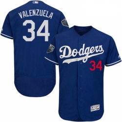 Mens Majestic Los Angeles Dodgers 34 Fernando Valenzuela Royal Blue Flexbase Collection 2018 World Series Jersey 20