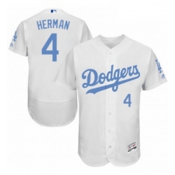 Mens Majestic Los Angeles Dodgers 4 Babe Herman Authentic White 2016 Fathers Day Fashion Flex Base MLB Jersey