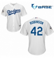 Mens Majestic Los Angeles Dodgers 42 Jackie Robinson Replica White Home 2017 World Series Bound Cool Base MLB Jersey