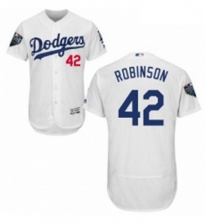 Mens Majestic Los Angeles Dodgers 42 Jackie Robinson White Home Flex Base Authentic Collection 2018 World Series Jersey 